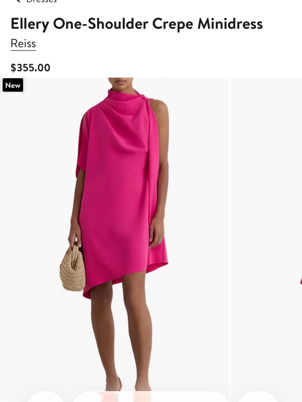 Reiss One-Shoulder Draped Crepe Minidress in Fuchsia